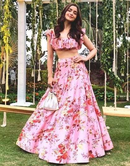 Digital printed alia bhatt crop top lehenga