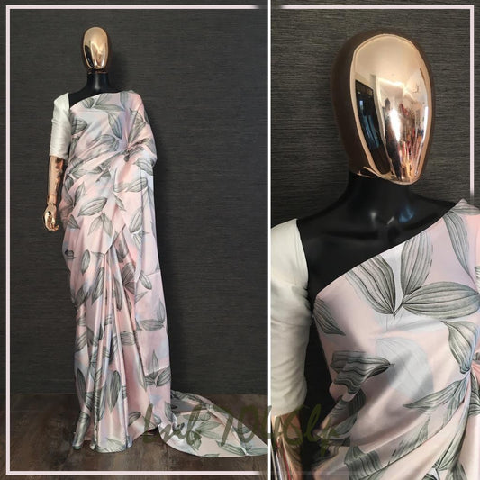 Digital printed japan satin saree