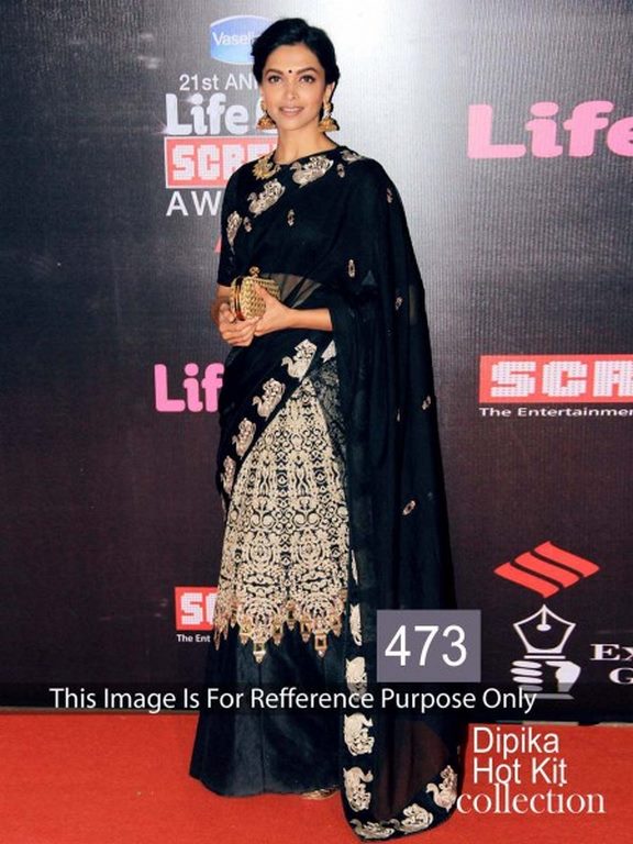 DIPIKA HOT KIT thread work black designer saree