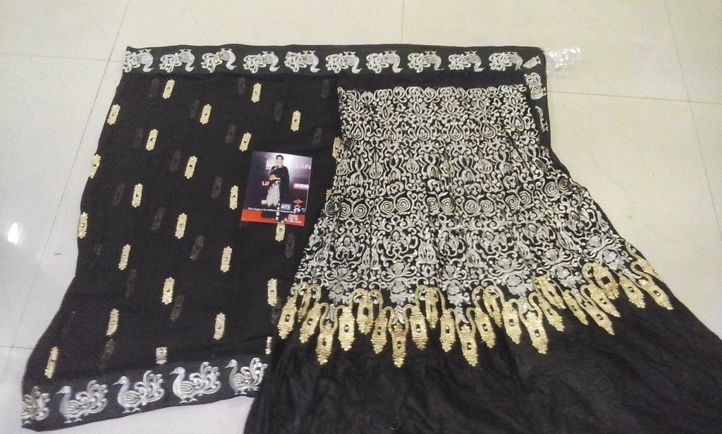 DIPIKA HOT KIT thread work black designer saree