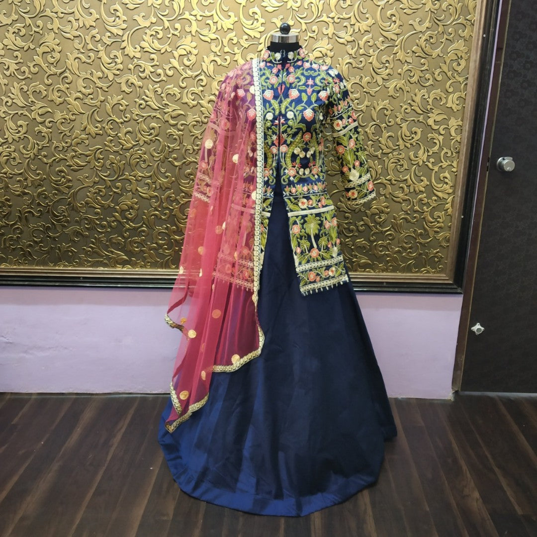 divyanka stylist embroidered indowestern lehenga with koti