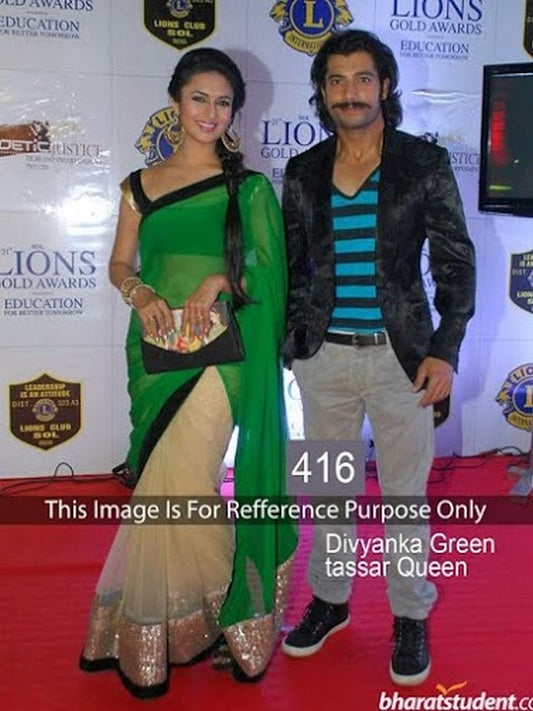 divyankagreen tusar queen saree