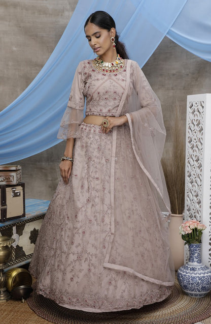 Dusty purple heavy sequence embroidered wedding lehenga choli