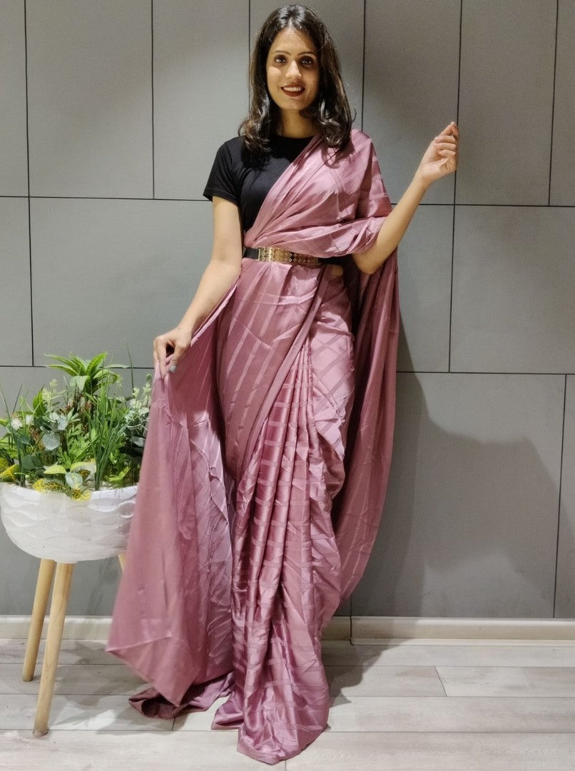 Dusty rose booming silk ready to wear saree