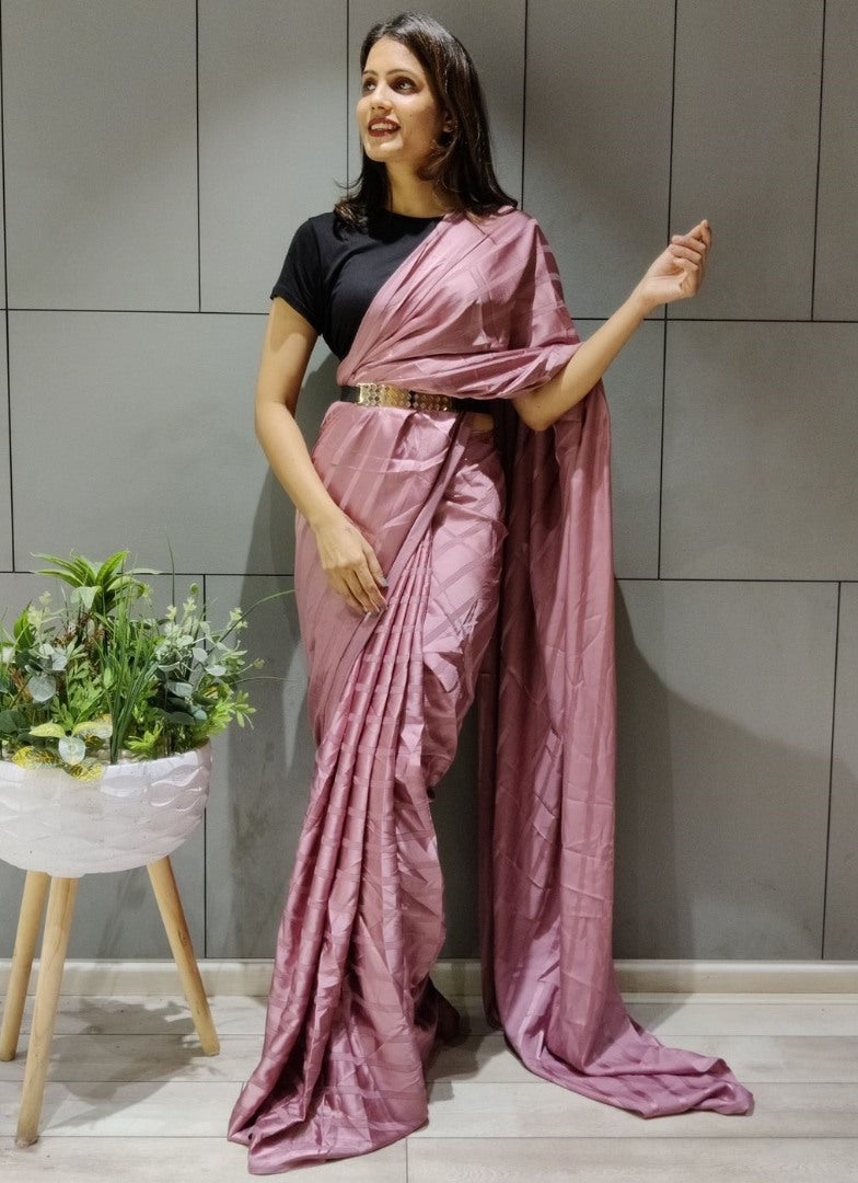 Dusty rose booming silk ready to wear saree