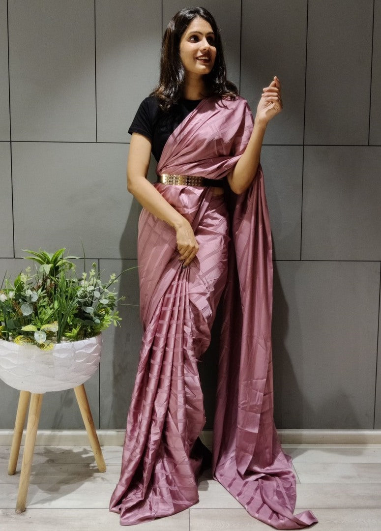 Dusty rose booming silk ready to wear saree