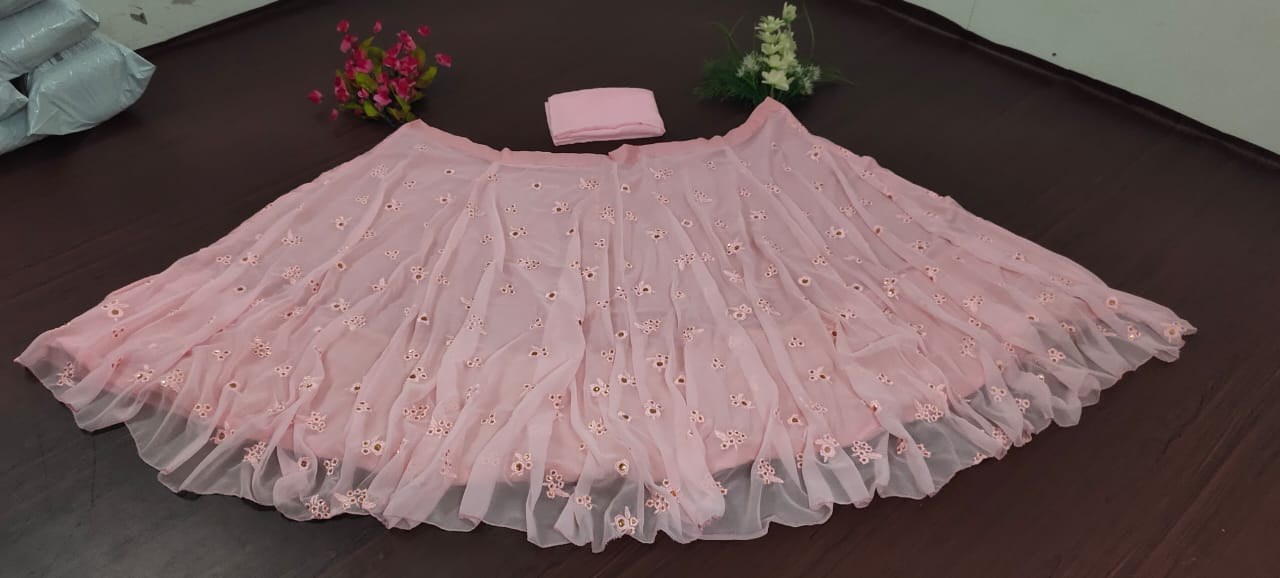 dusty rose georgette crop top lehenga