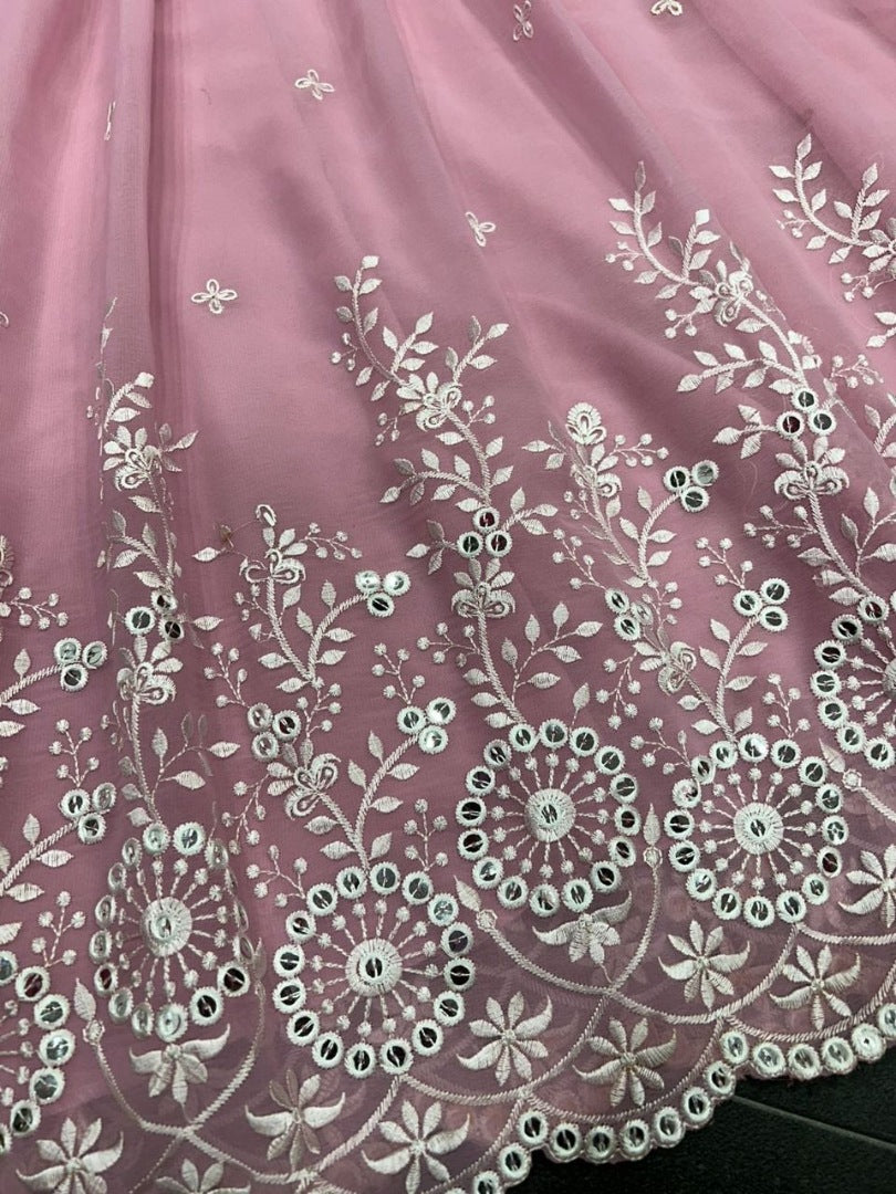Dusty rose georgette embroidered anarkali gown