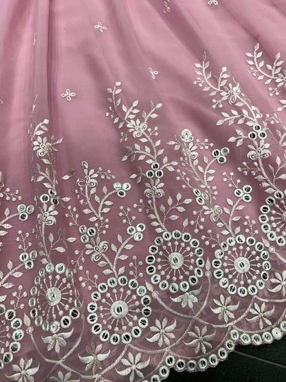 Dusty rose georgette embroidered anarkali gown
