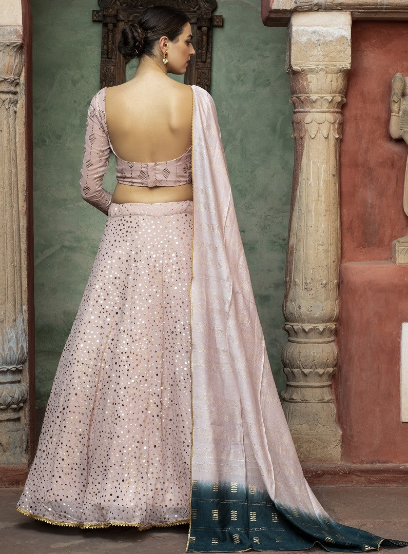 Dusty rose georgette fancy sequence work bridal lehenga choli