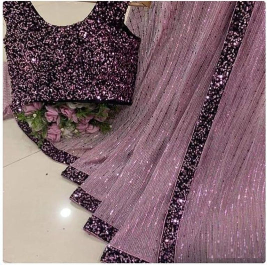 Dusty rose georgette sequence work partywear saree
