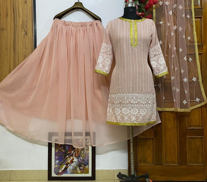 Dusty rose heavy georgette full embroidered work lehenga choli