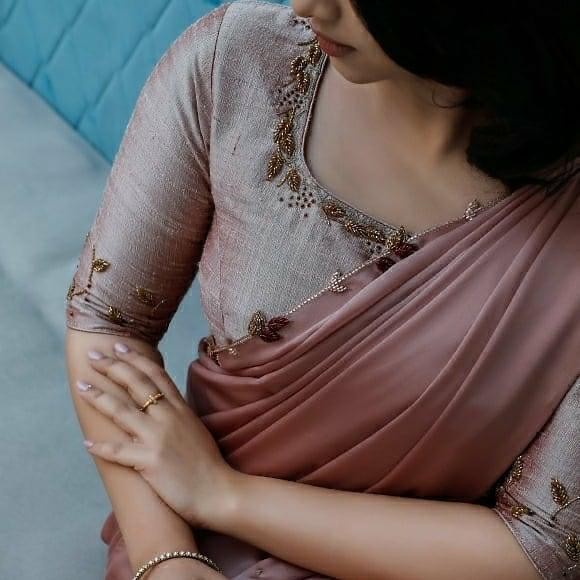 Dusty rose heavy rangoli silk hand work ceremonial saree