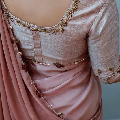 Dusty rose heavy rangoli silk hand work ceremonial saree