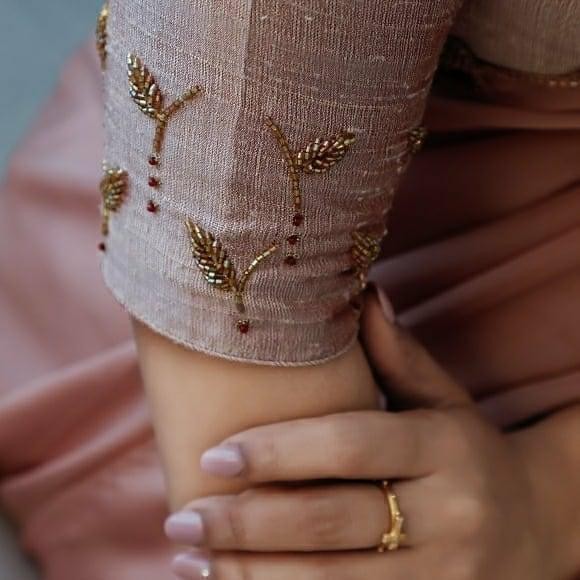 Dusty rose heavy rangoli silk hand work ceremonial saree