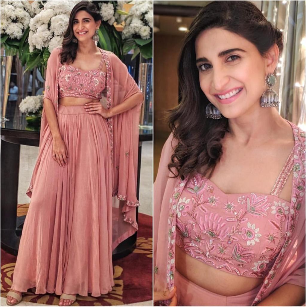 Dusty rose indowestern plazzo suit with shrug