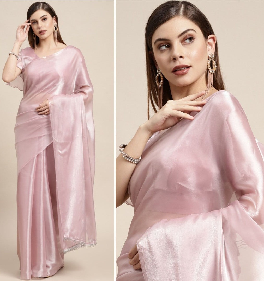 Dusty rose jimi silk party wear saree