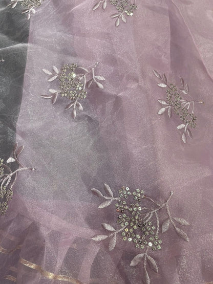 Dusty rose organza ruffle flair anarkali suit