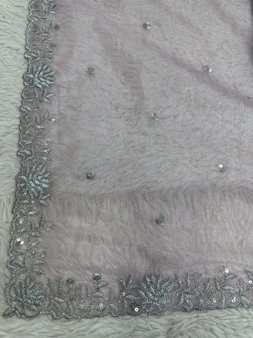 Dusty rose shiny stylish party wear saree