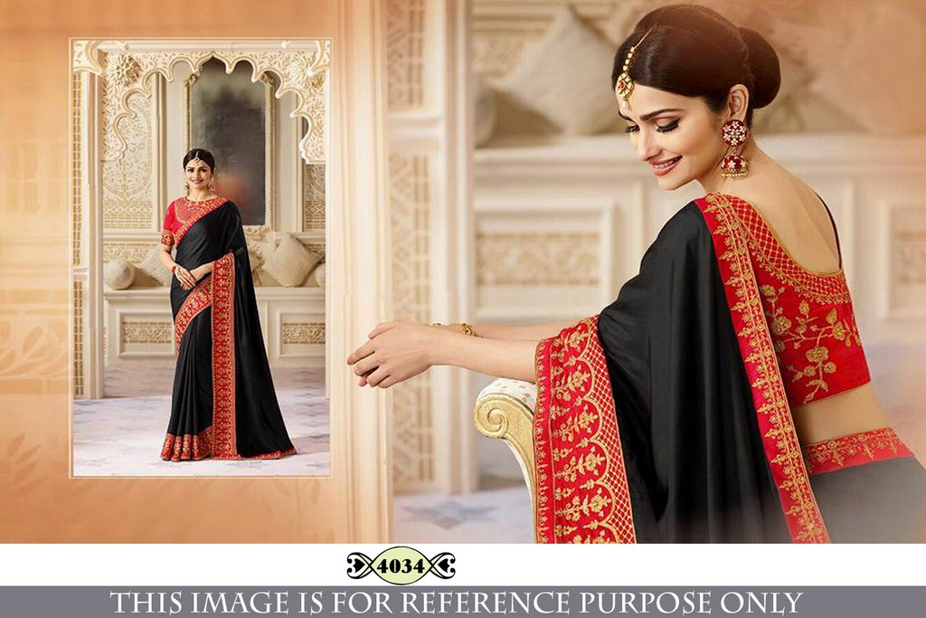 Embroidered black joya silk wedding saree