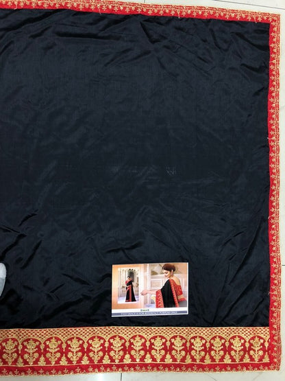 Embroidered black joya silk wedding saree