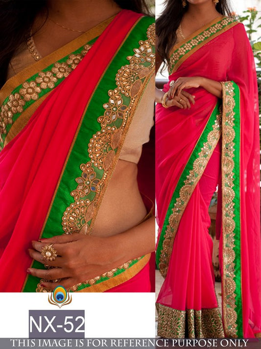 Fabulouos pink embroidered saree