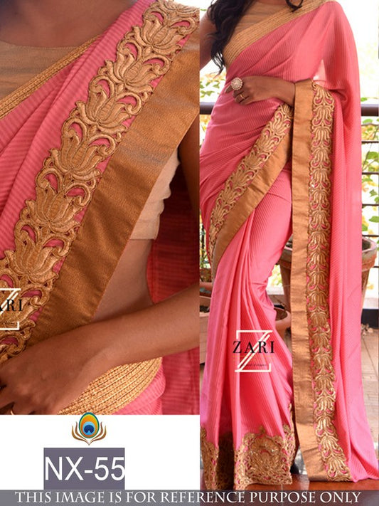 Fabulouos pink embroidered saree