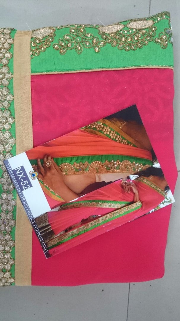 Fabulouos pink embroidered saree