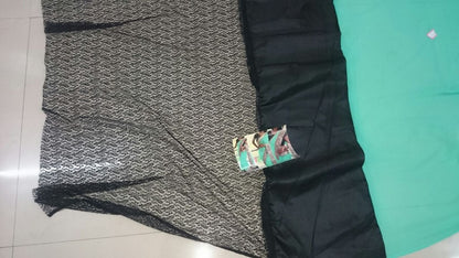 Fabulouos sky green embroidered saree