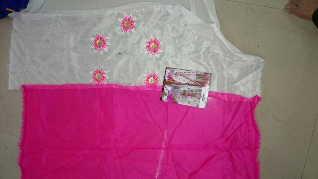 Fabulouos white embroidered saree