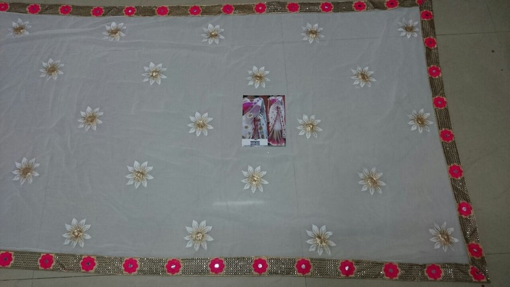 Fabulouos white embroidered saree