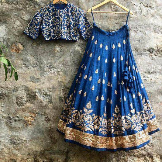 Fabulous blue embroidered Wedding lehenga