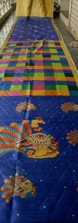 Fabulous Blue Printed Wedding Saree