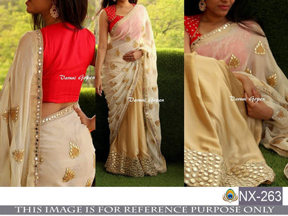 Fabulous Cream embroidered Ceremonial Saree