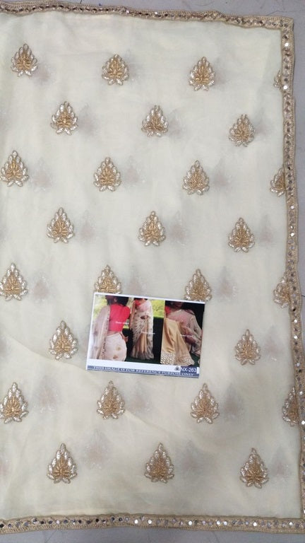 Fabulous Cream embroidered Ceremonial Saree