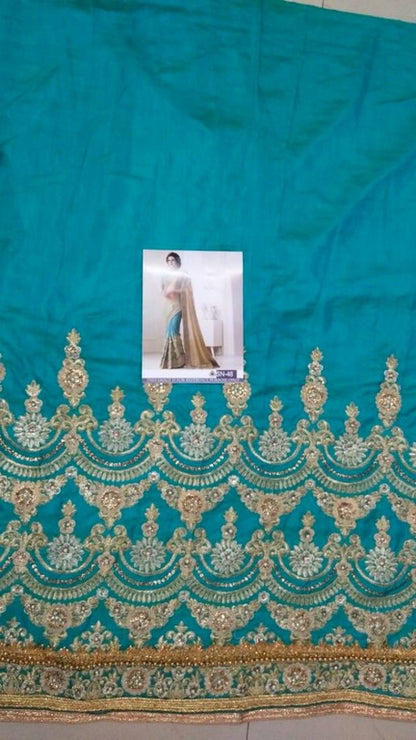 fabulous cream embroidered wedding saree