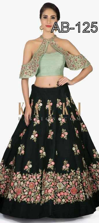 fabulous embroidered black ceremonial lehenga