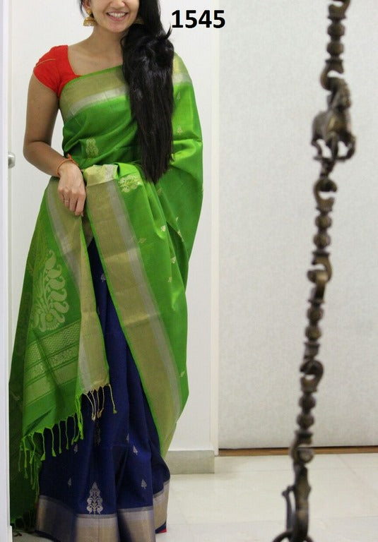 Fabulous Green & Blue Printed Wedding Saree