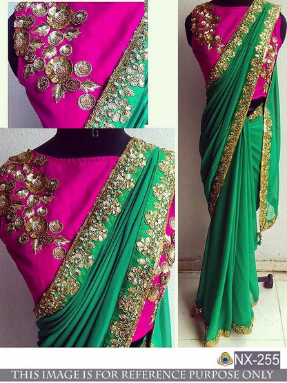 Fabulous Green embroidered Wedding saree