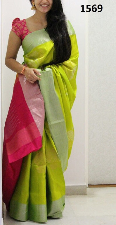 Fabulous Green Pista Printed Ceremonial Saree