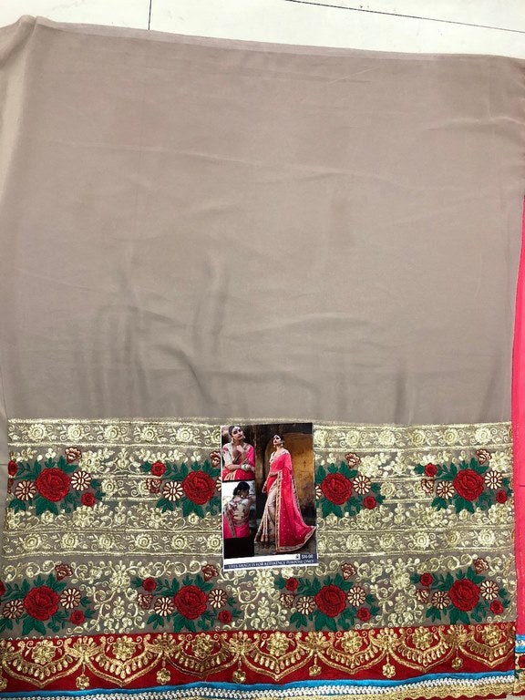 fabulous magento georgette embroidered wedding saree