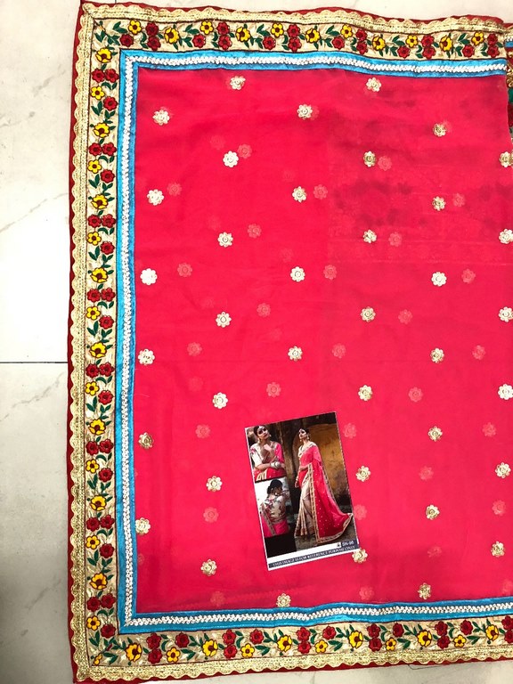 fabulous magento georgette embroidered wedding saree