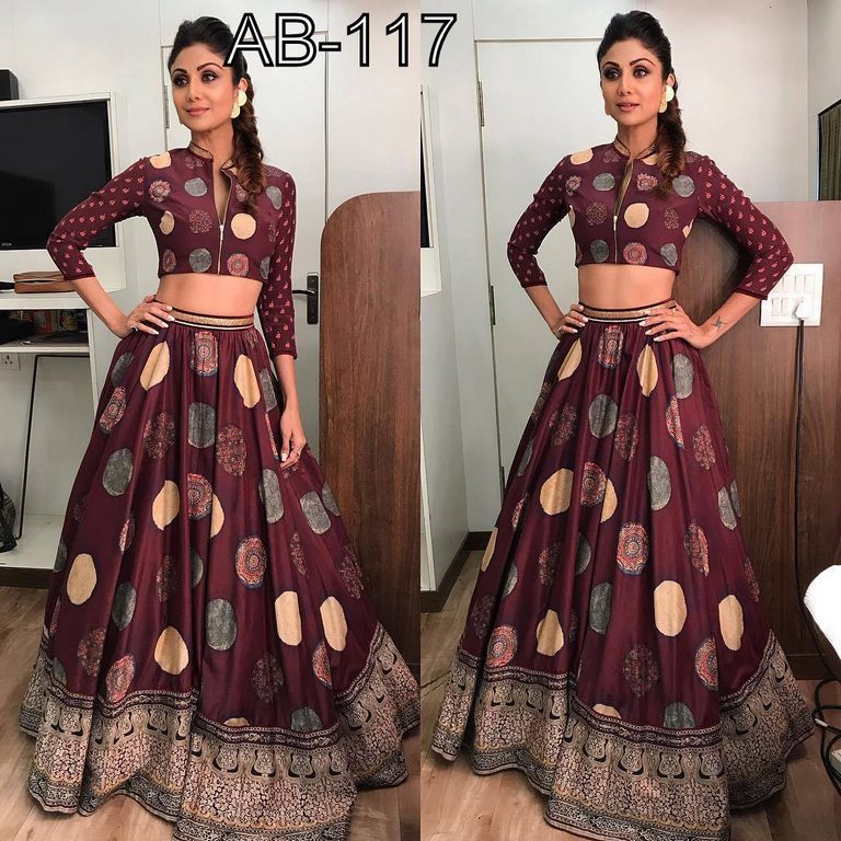Fabulous Maroon Printed Ceremonial lehenga