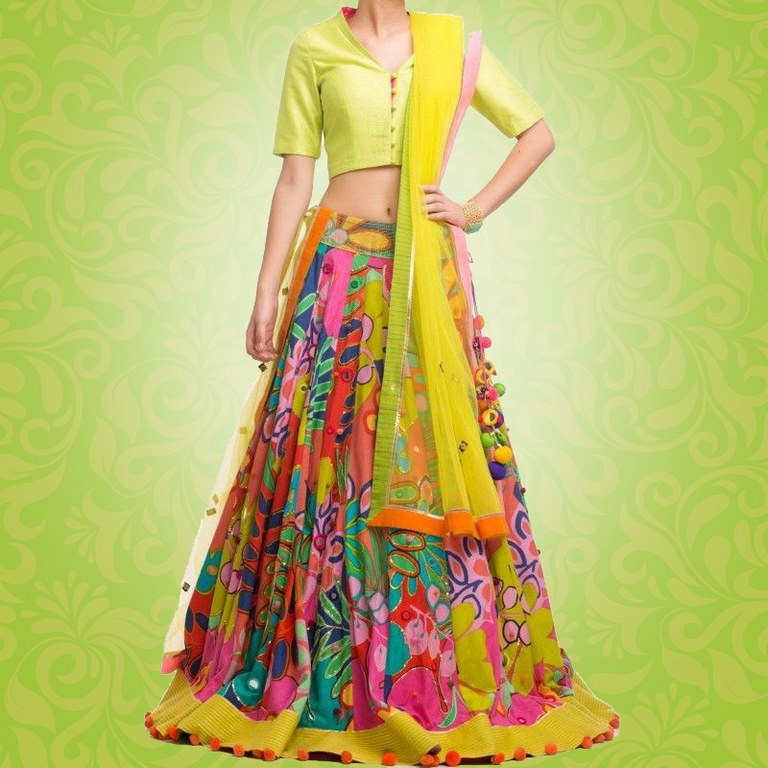 Fabulous multicolor printed Festival lehenga