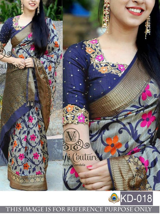 Fabulous printed zarnasilk grey saree