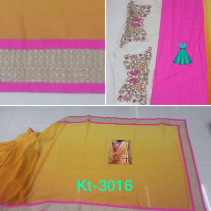 Fabulous yellow saree with designer blouse