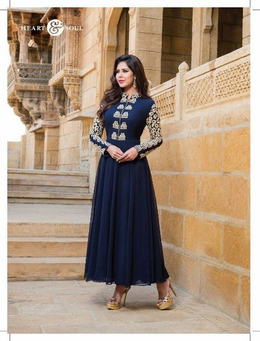 fancy blue anarkali suit