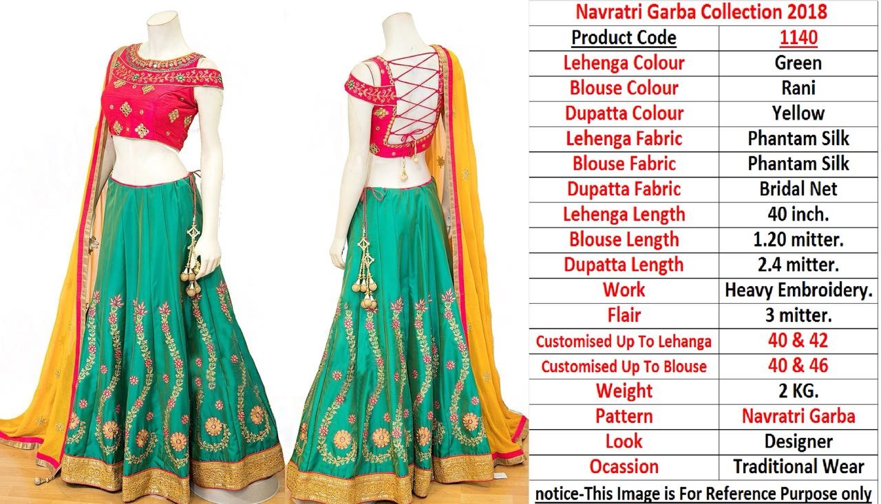 Firozi phantom silk designer embroidered navratri festival lehenga