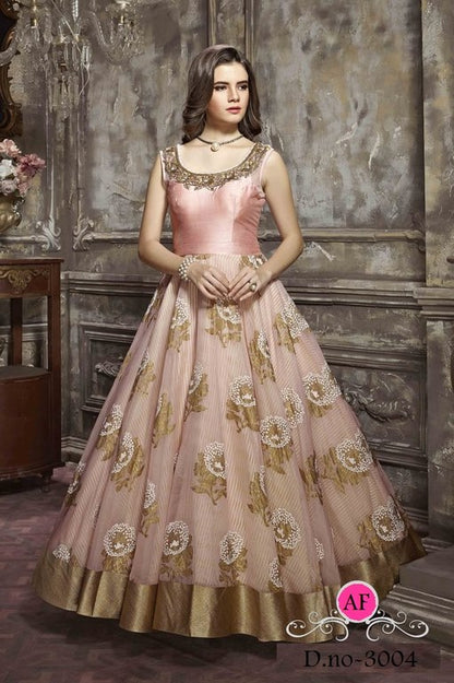 Flamingo pink Beauitufl handworked ceremonial anarkali suit