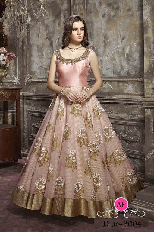 Flamingo pink Beauitufl handworked ceremonial anarkali suit